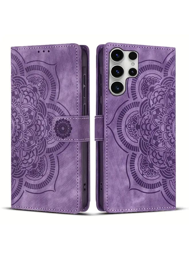 حافظة هاتف من جلد أرجواني لحامل البطاقات لجهاز Galaxy S24 Plus مع حبل تعليق - Image 5
